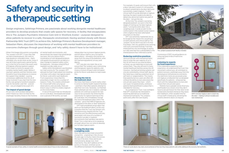 The Network feature: 'Safety and security in a therapeutic setting'